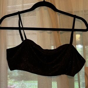 Parthea Black Glitter Bra Top – Y2K Club Vibes (Size M)